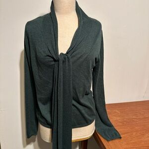 Women’s Sweater Front Tie Modal-wool Blend Long Slv Fine Knit Sz L By Max Studio